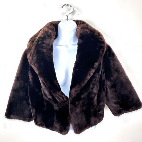 Hammel's Beaver Fur Coat Womens M Brown VTG Crop Luxury Glam Old Money Mob Wife - Picture 2 of 10
